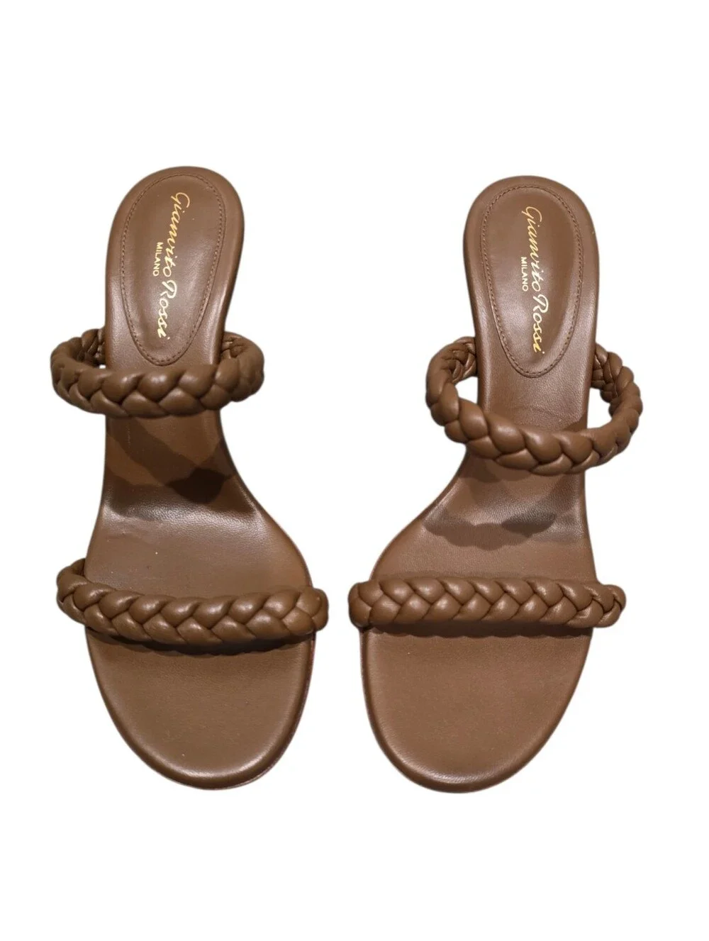 GIANVITO ROSSI MARLEY 70 HEEL BRAIDED SANDALS BROWN 37